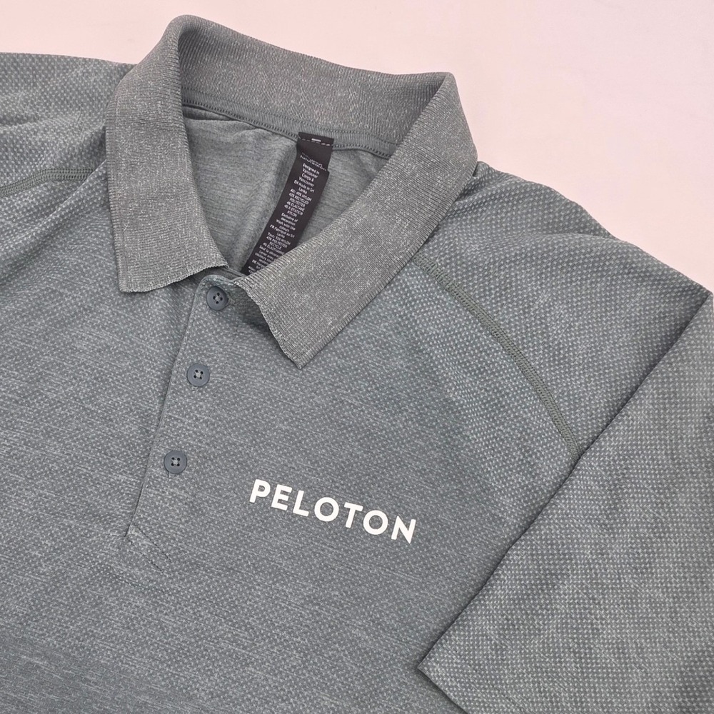 LULULEMON PELOTON POLO SHIRT MENS XXL 2XL SAGE GREEN TECH PERFORMANCE ACTIVE EUC